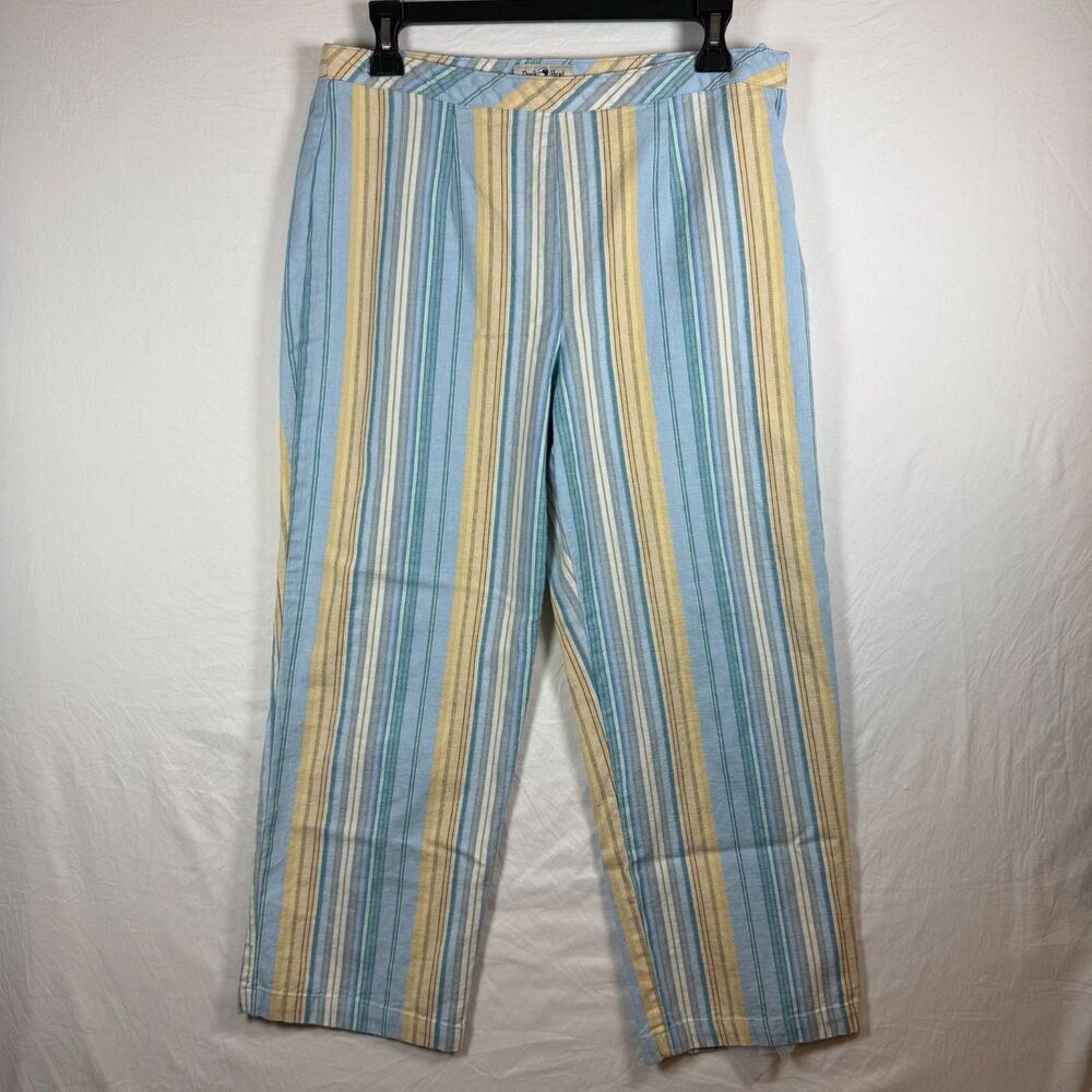 Duck Head Blue Yellow Striped Cropped Pants Cotton Stretch Size 12